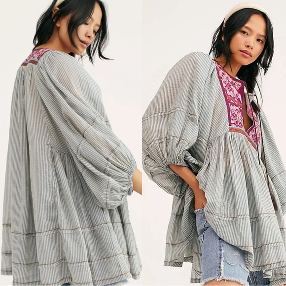 Free People Tops - Free People Tangier Embroidered Stripe Tunic